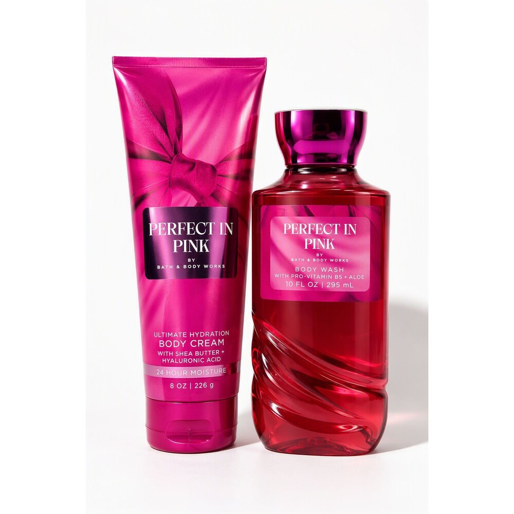 Bath & Body Works Perfect in Pink Body Wash & Body Cream Set 2 Pc Cherry
